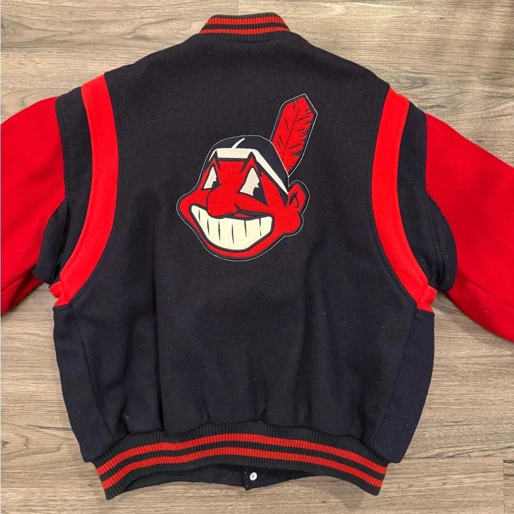 Vintage Cleveland Indians Wool Varsity Jacket Red/Blue Genuine Merchandise Large - Picture 6 of 7